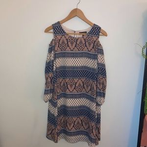 Luxology Patterned Cold Shoulder Dress